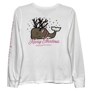 Vineyard Vines Reindeer Whale Pocket Tee Youth Medium White